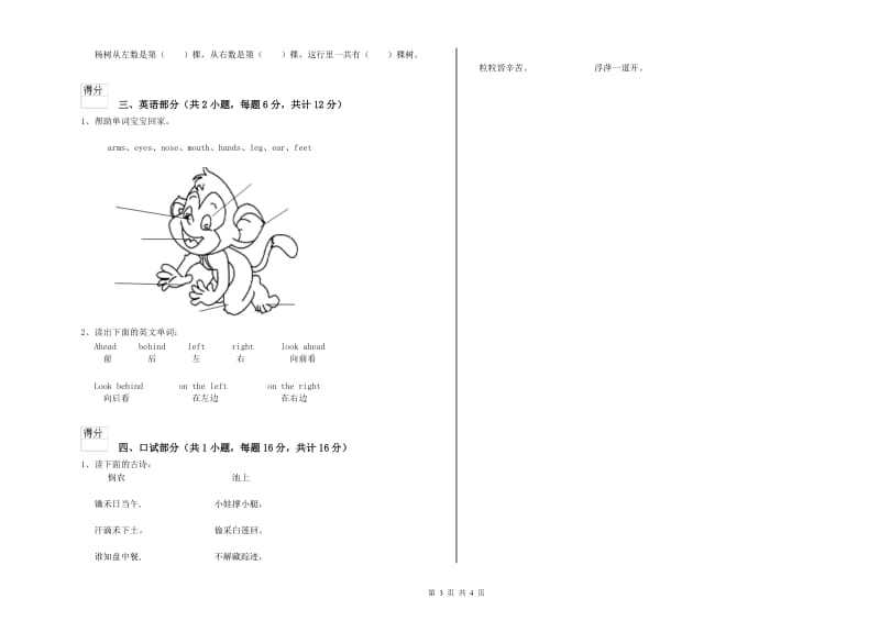 2019年重点幼儿园幼升小衔接班考前练习试卷D卷 附解析.doc_第3页