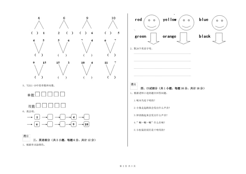 2019年重点幼儿园托管班模拟考试试卷A卷 附解析.doc_第2页