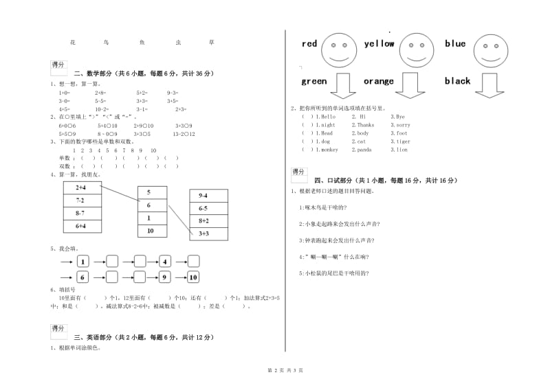 2020年重点幼儿园中班期中考试试题A卷 附解析.doc_第2页