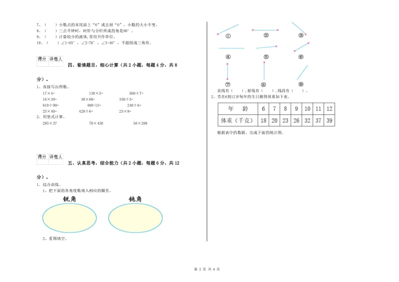 2019年四年级数学下学期综合练习试题A卷 附答案.doc_第2页