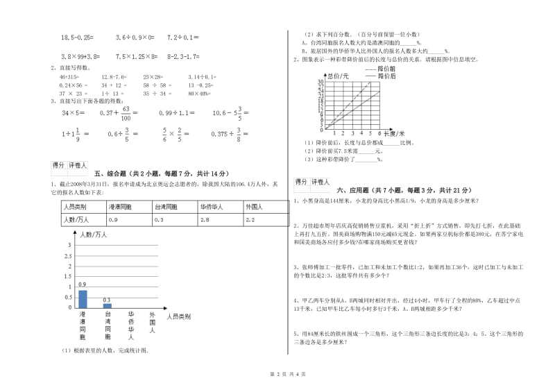 2019年六年级数学【下册】过关检测试卷 江苏版（附解析）.doc_第2页