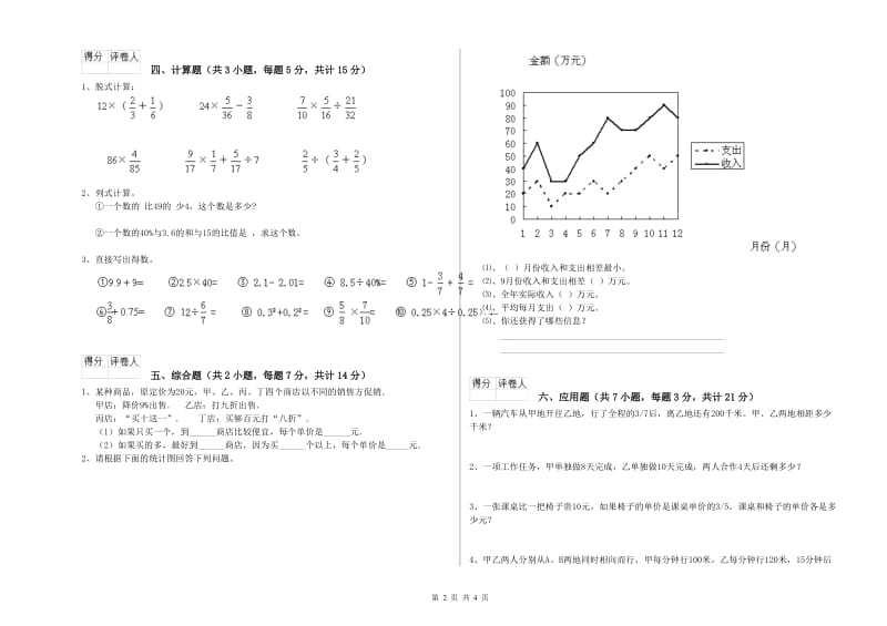 2020年六年级数学【下册】强化训练试卷 江西版（附解析）.doc_第2页