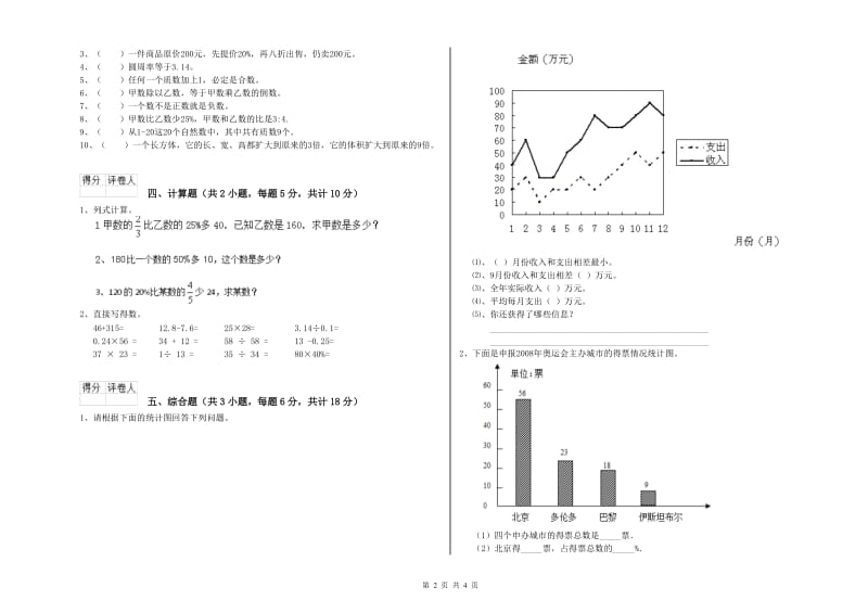 2019年实验小学小升初数学考前检测试卷A卷 西南师大版（含答案）.doc_第2页