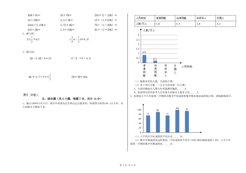 2019年六年级数学【下册】综合练习试题 苏教版（附解析）.doc_第2页