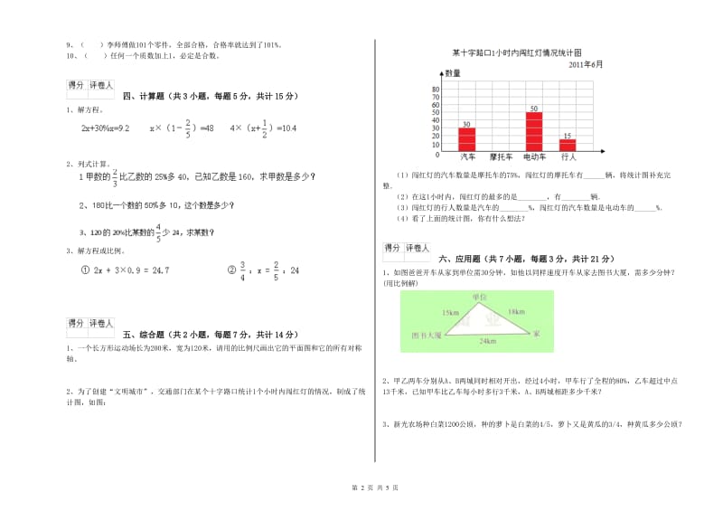 2020年六年级数学下学期开学检测试题 西南师大版（附解析）.doc_第2页