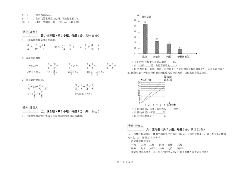 2019年六年级数学【下册】期中考试试题 浙教版（含答案）.doc_第2页