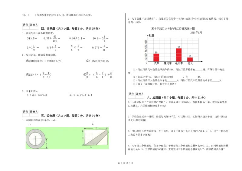 2019年六年级数学【下册】月考试题 江西版（附解析）.doc_第2页