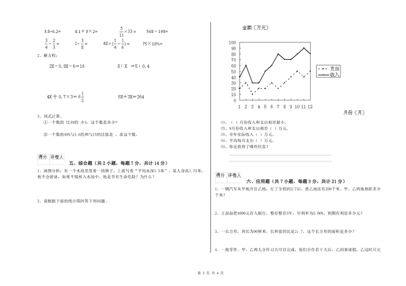 2020年六年级数学【上册】开学考试试题 苏教版（含答案）.doc_第2页