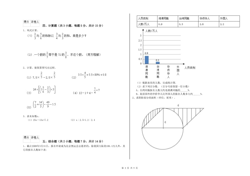 2020年六年级数学上学期期末考试试题 江苏版（附解析）.doc_第2页