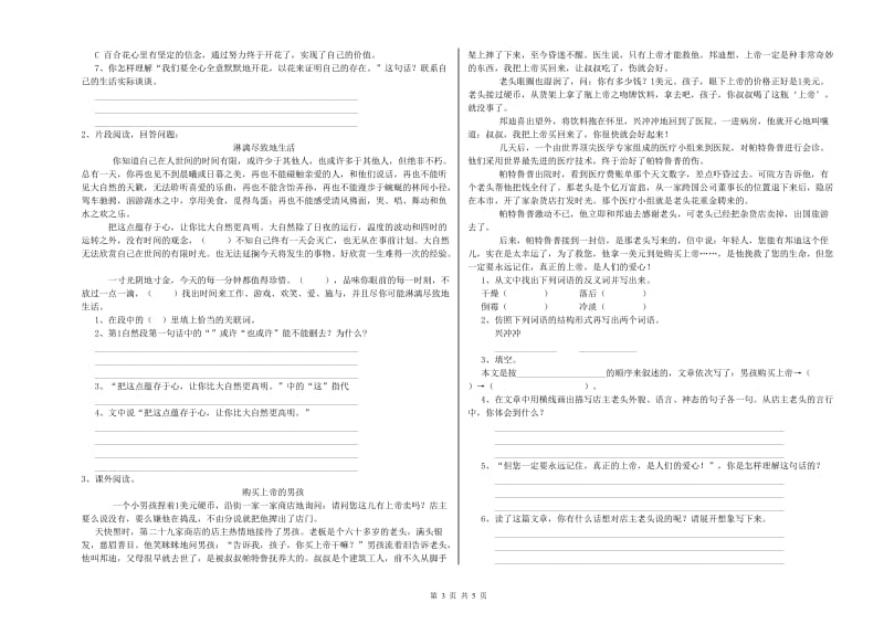 2019年六年级语文下学期综合检测试卷 附答案.doc_第3页