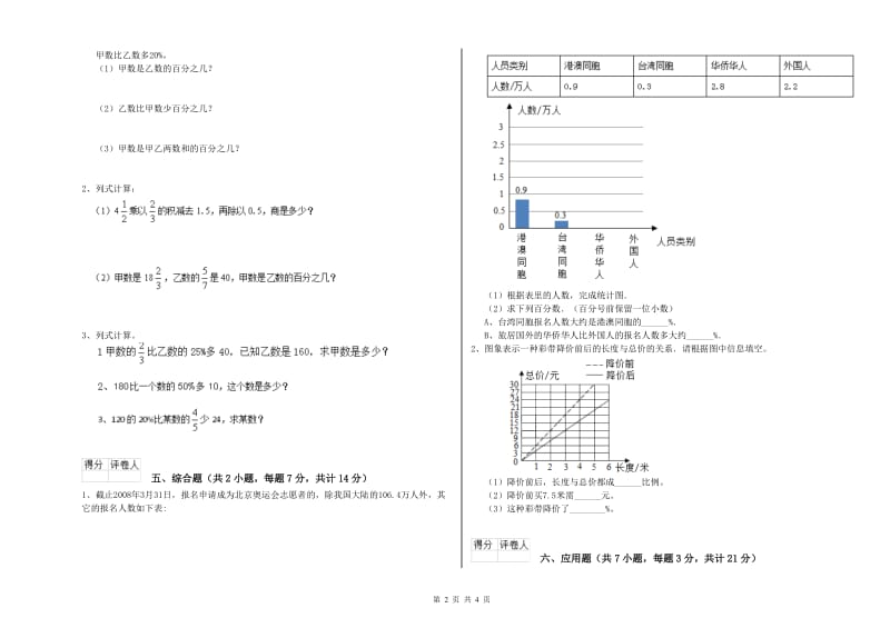 2020年六年级数学【下册】强化训练试卷 湘教版（附答案）.doc_第2页