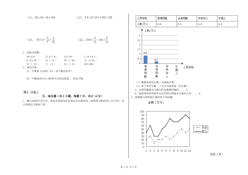 2019年六年级数学【上册】能力检测试卷 人教版（附答案）.doc_第2页