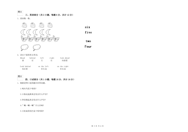 重点幼儿园幼升小衔接班每月一练试卷C卷 附解析.doc_第3页