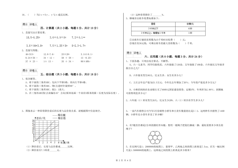 2019年实验小学小升初数学综合练习试卷D卷 苏教版（附答案）.doc_第2页