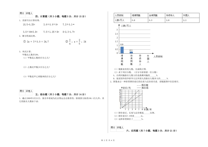 2020年六年级数学【上册】过关检测试题 上海教育版（附答案）.doc_第2页