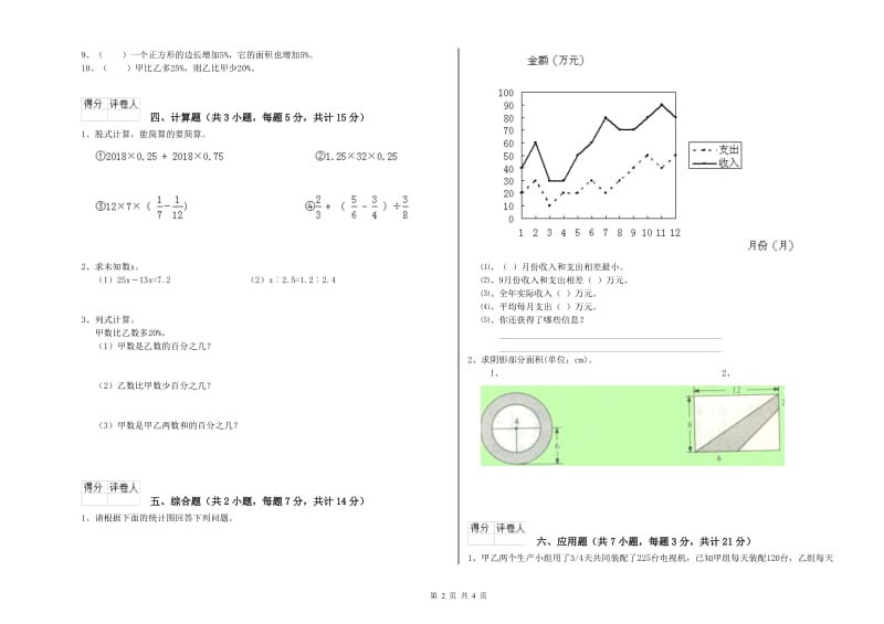 2020年六年级数学下学期月考试卷 湘教版（含答案）.doc_第2页