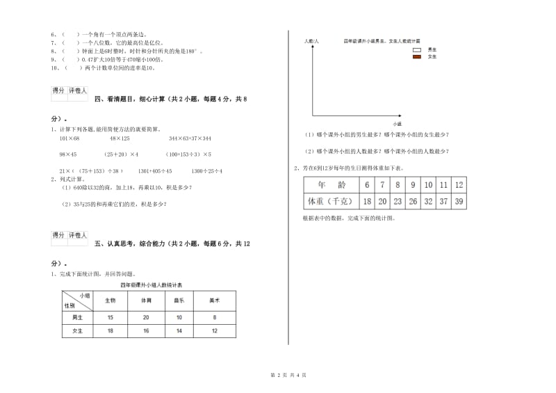 2019年四年级数学下学期月考试题C卷 附解析.doc_第2页