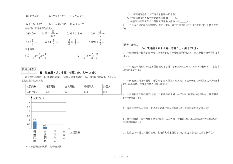 2019年六年级数学【下册】月考试题 人教版（附解析）.doc_第2页