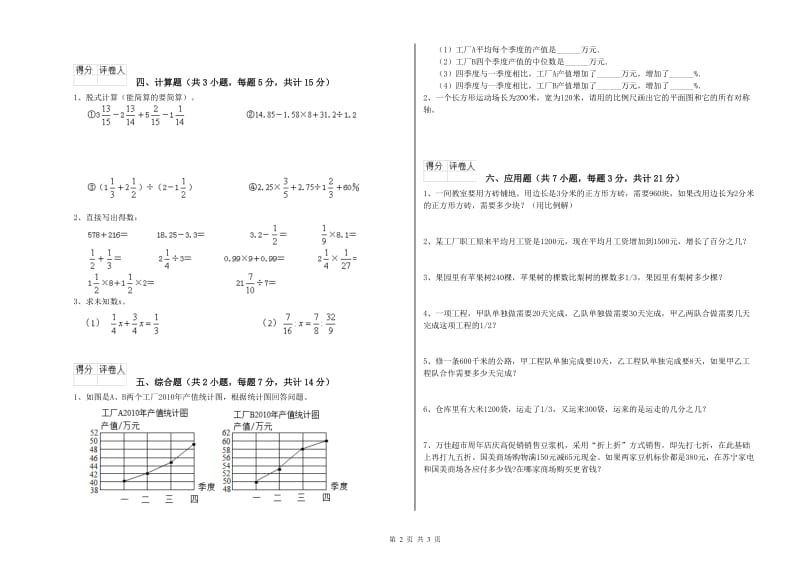 2020年六年级数学【下册】强化训练试卷 豫教版（附解析）.doc_第2页