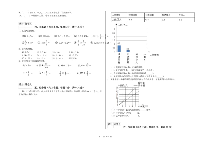 2019年六年级数学【上册】综合练习试题 长春版（附答案）.doc_第2页