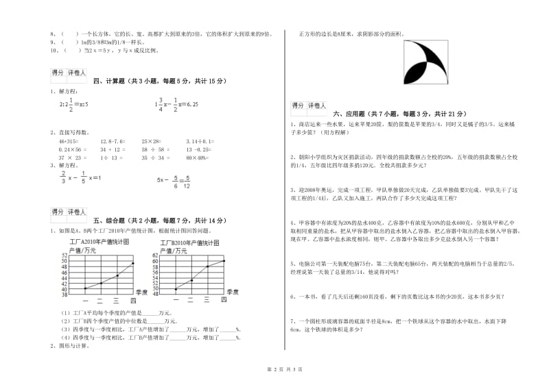 2020年六年级数学上学期过关检测试题 上海教育版（附解析）.doc_第2页