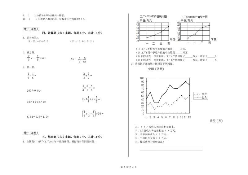 2019年六年级数学下学期过关检测试题 豫教版（附答案）.doc_第2页