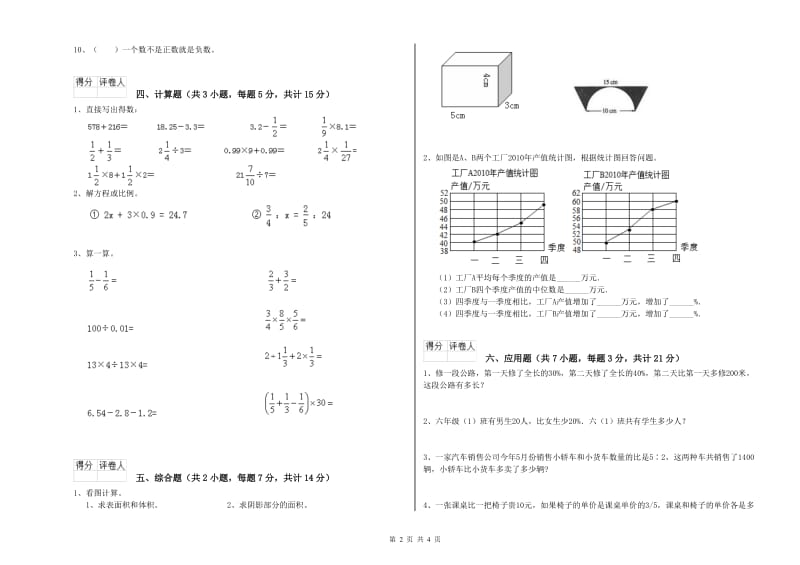 2020年六年级数学【上册】综合练习试题 江苏版（含答案）.doc_第2页