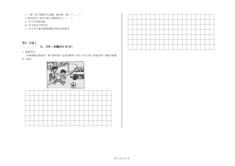 2019年实验小学二年级语文【下册】能力检测试卷 人教版（附解析）.doc_第3页