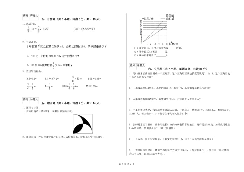 2020年六年级数学【上册】过关检测试卷 湘教版（附解析）.doc_第2页