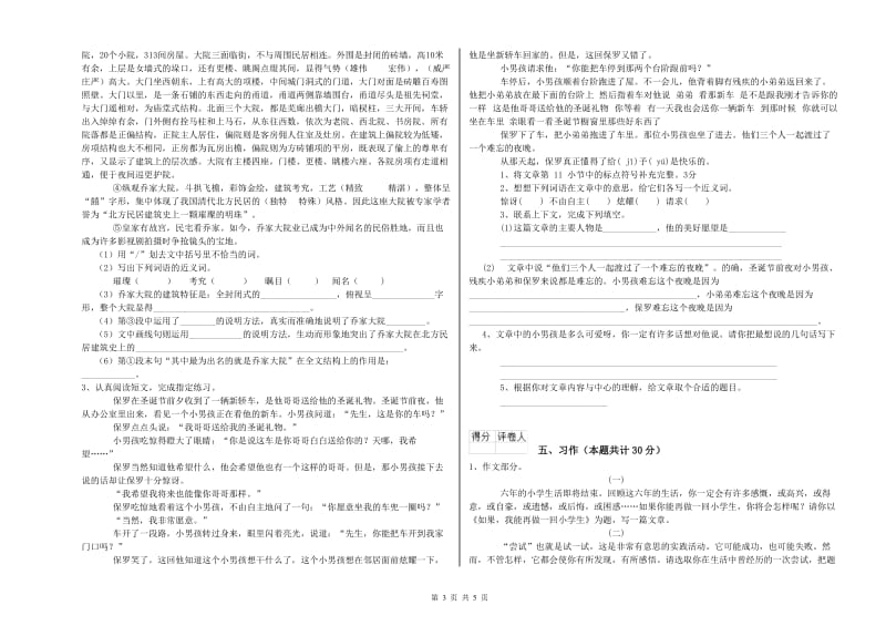 2019年六年级语文【下册】过关检测试题C卷 附解析.doc_第3页