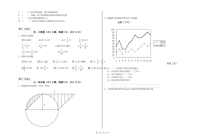 2019年实验小学小升初数学综合检测试卷C卷 人教版（附解析）.doc_第2页