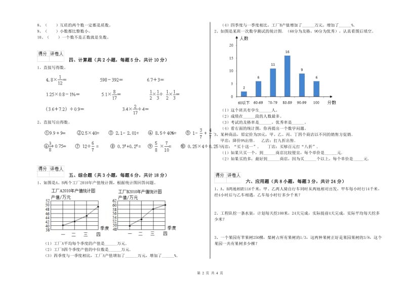 2019年实验小学小升初数学考前练习试卷D卷 湘教版（含答案）.doc_第2页