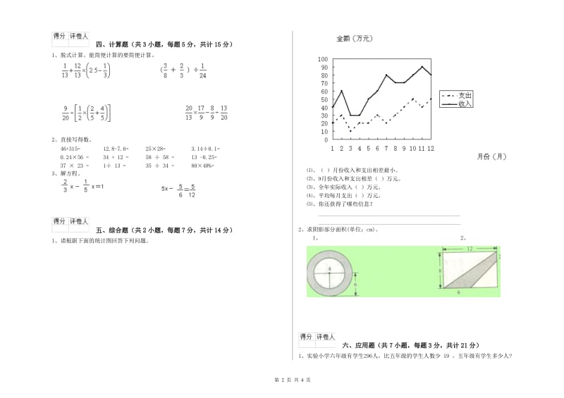 2019年六年级数学下学期强化训练试卷 上海教育版（附答案）.doc_第2页