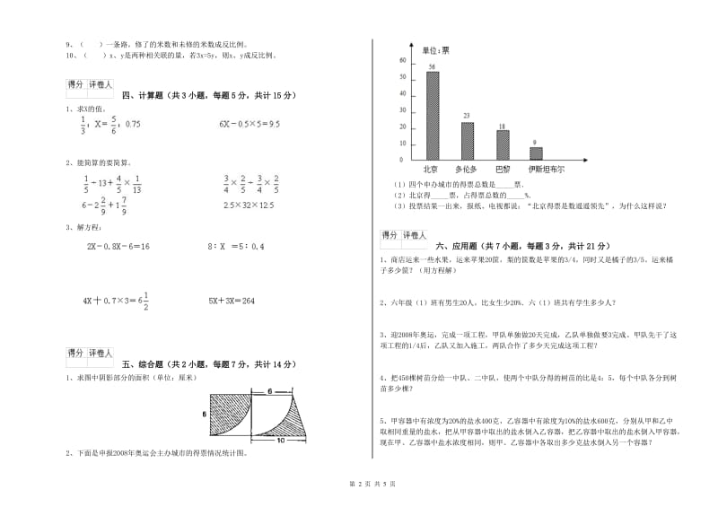 2019年六年级数学下学期综合检测试题 江苏版（含答案）.doc_第2页