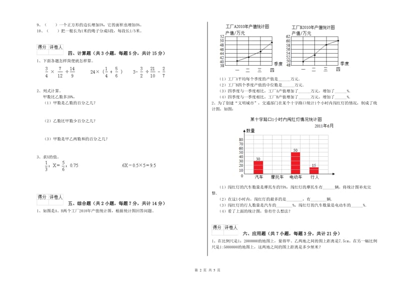 2019年六年级数学上学期综合检测试题 浙教版（附解析）.doc_第2页