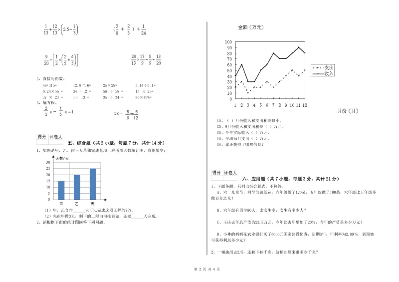 2019年六年级数学【上册】开学检测试题 上海教育版（含答案）.doc_第2页