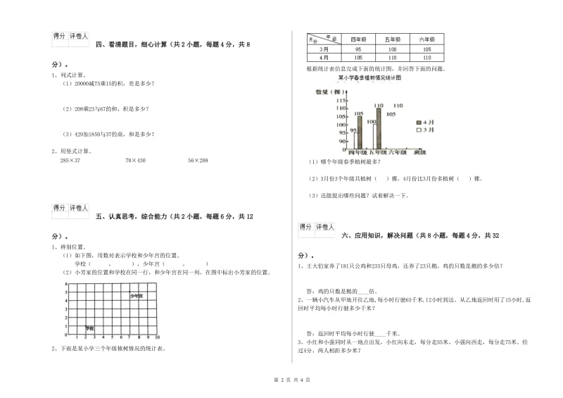 2019年四年级数学下学期每周一练试卷D卷 附答案.doc_第2页