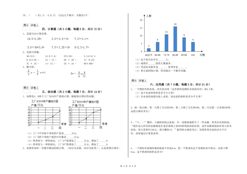 2020年六年级数学【上册】开学考试试题 豫教版（含答案）.doc_第2页