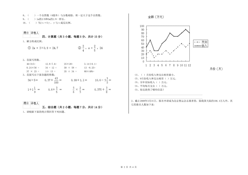 2020年六年级数学【上册】综合练习试题 北师大版（附解析）.doc_第2页