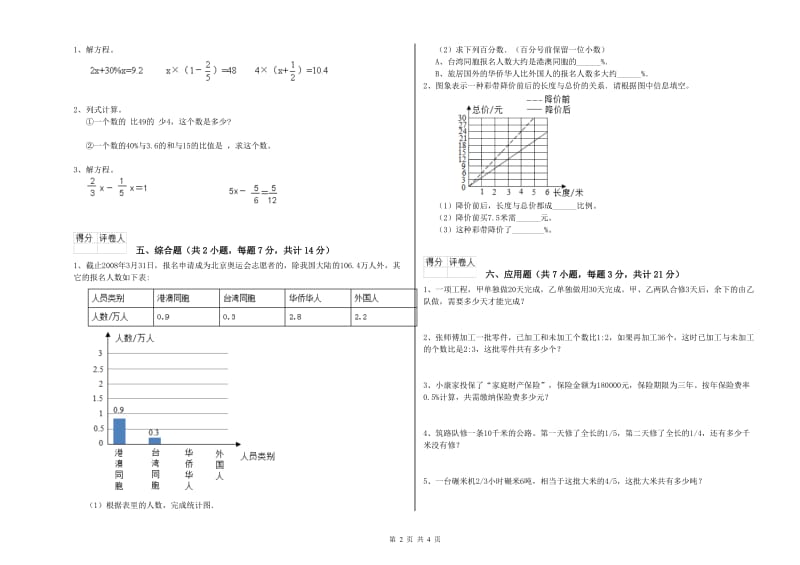 2019年六年级数学【下册】月考试卷 上海教育版（附解析）.doc_第2页
