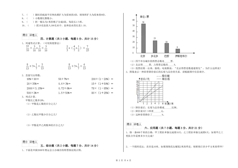 2019年六年级数学下学期期末考试试题 长春版（附答案）.doc_第2页