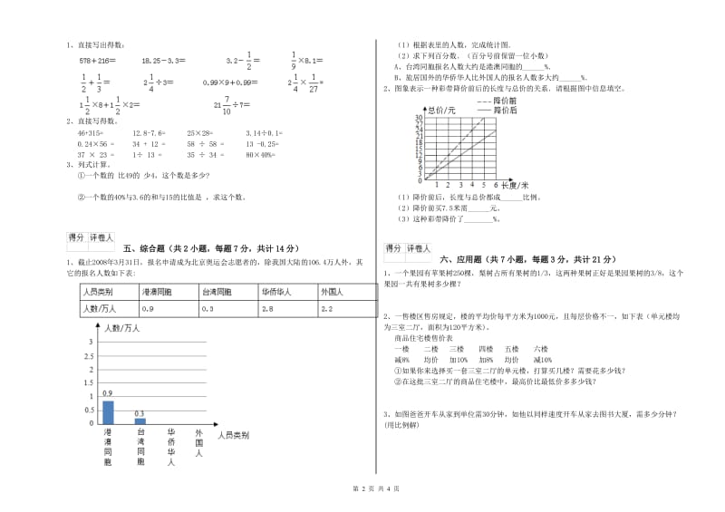 2019年六年级数学上学期全真模拟考试试题 江苏版（含答案）.doc_第2页