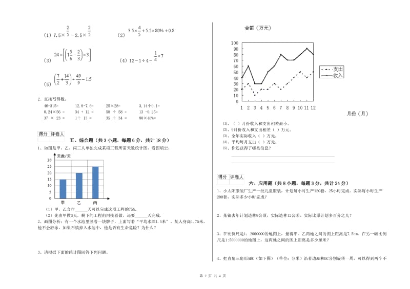 2019年实验小学小升初数学模拟考试试卷B卷 上海教育版（含答案）.doc_第2页