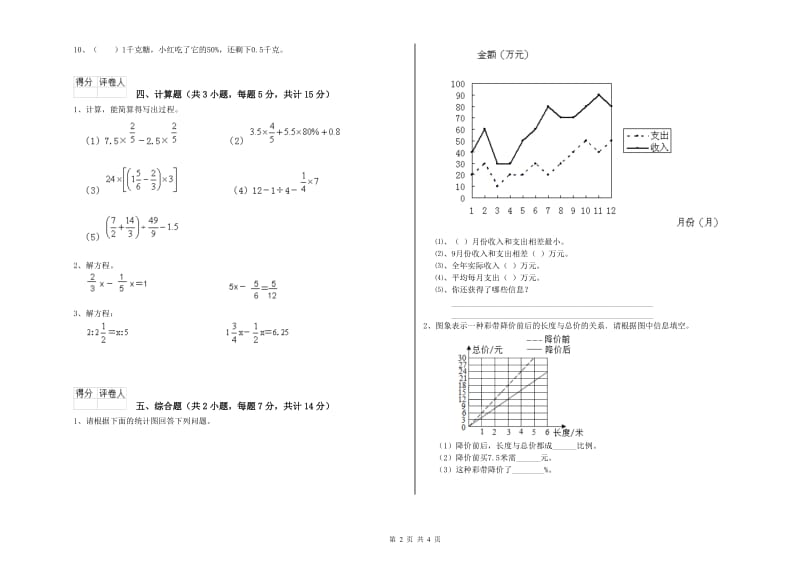 2020年六年级数学下学期月考试卷 人教版（含答案）.doc_第2页