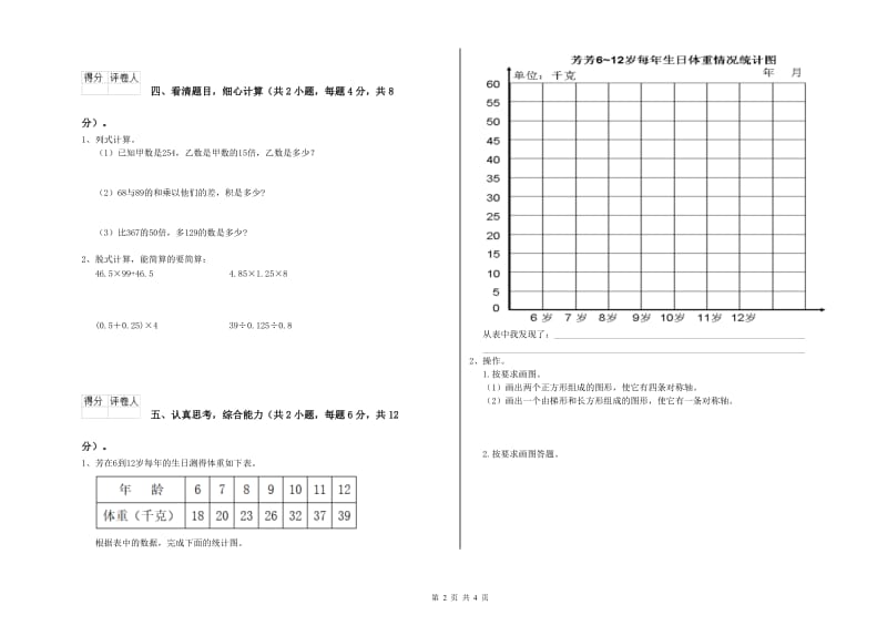 2019年四年级数学下学期期中考试试题D卷 附解析.doc_第2页