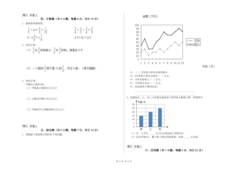 2019年六年级数学【下册】过关检测试卷 上海教育版（附答案）.doc_第2页