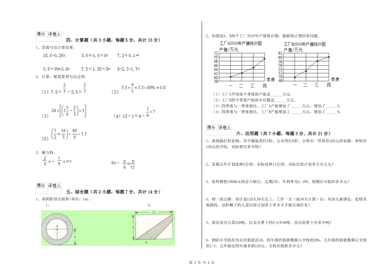 2020年六年级数学【上册】综合检测试卷 上海教育版（含答案）.doc_第2页