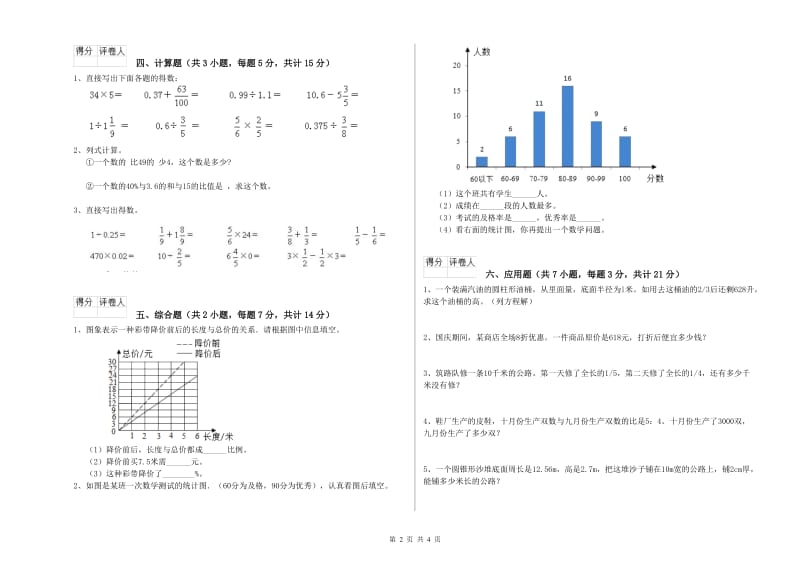 2020年六年级数学【下册】全真模拟考试试题 长春版（附解析）.doc_第2页