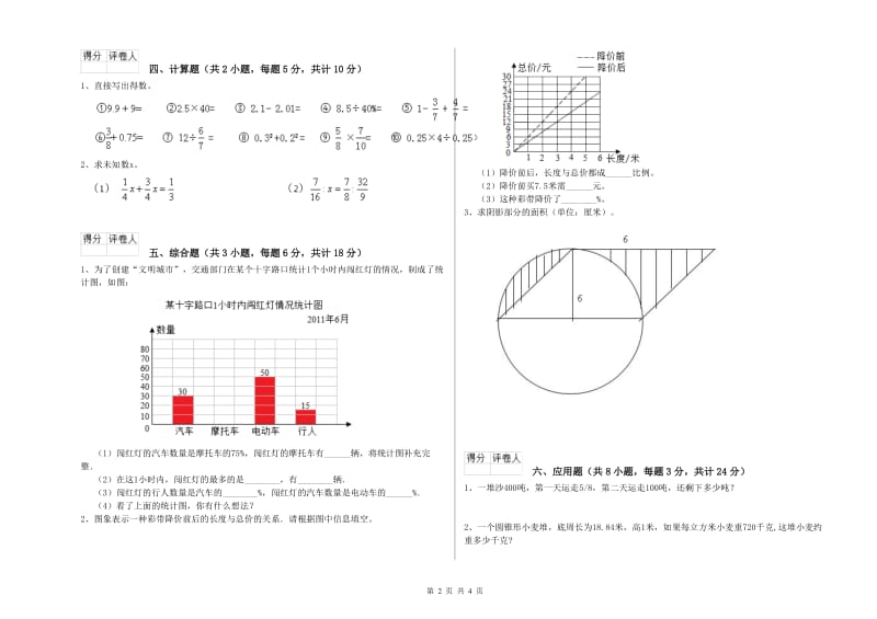 2019年实验小学小升初数学考前检测试卷A卷 新人教版（含答案）.doc_第2页