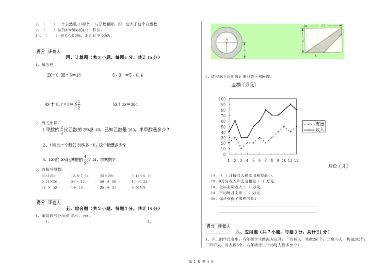 2020年六年级数学【上册】过关检测试题 西南师大版（附答案）.doc_第2页